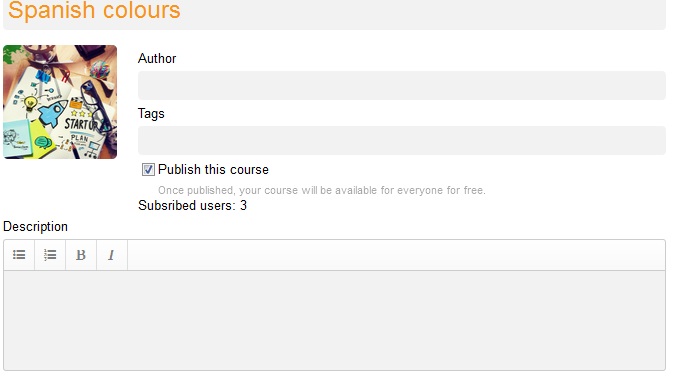 Course editor - settings