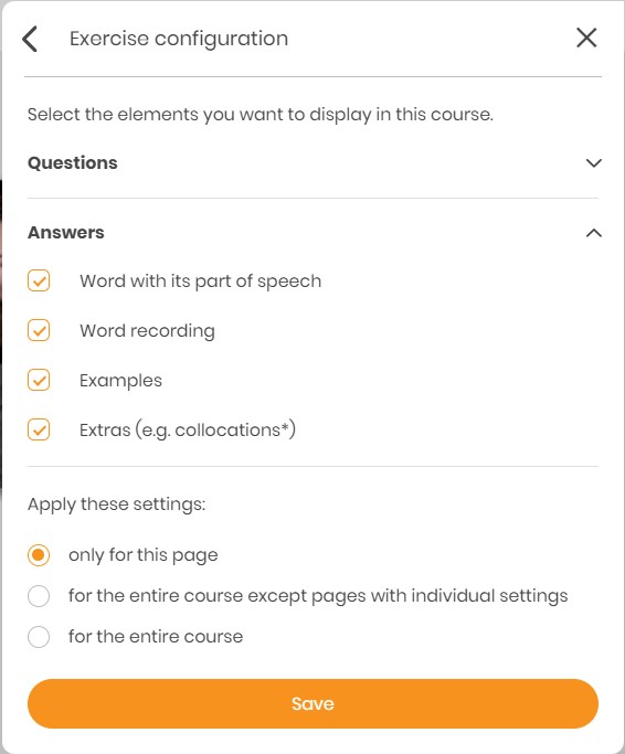 answers configuration in extreme course